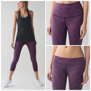 Lululemon Wunder Under Crop Diamond Jacquard SpaceDye NavalBlue Jeweled Magenta